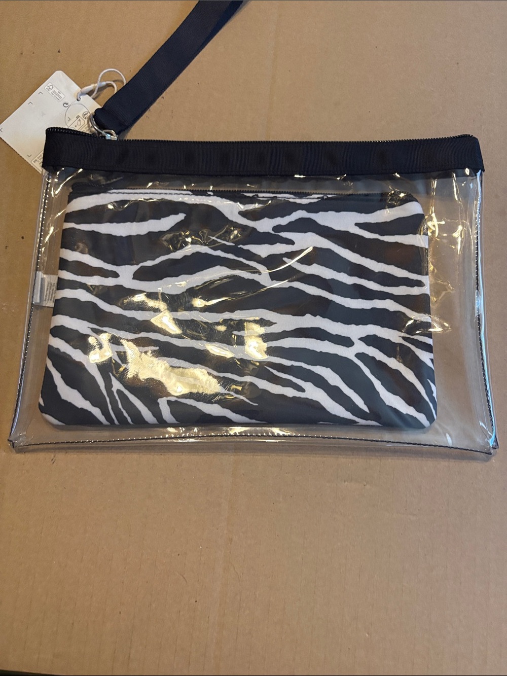 Primark Clear Travel Pouch with Black & White Zebra Insert